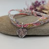 Liberty Print Fabric Bracelet with Hand Stamped Floral Heart