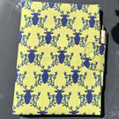 Cotton-Covered A5 Notebook with Pen - stags