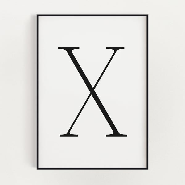 LETTER X PRINT, Minimalist Wall Art, Letter X Printable, Letter Wall Decor