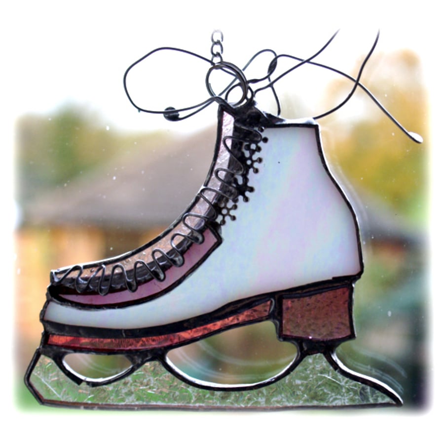 Ice Skate Suncatcher Stained Glass Skating Handmade 