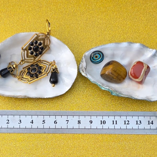 A Pair of Hand Decorated Oyster Shell Trinket Dishes
