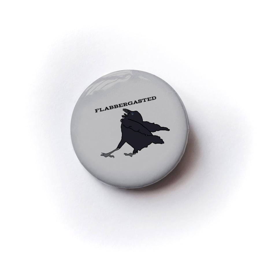 Flabbergasted jackdaw badge  