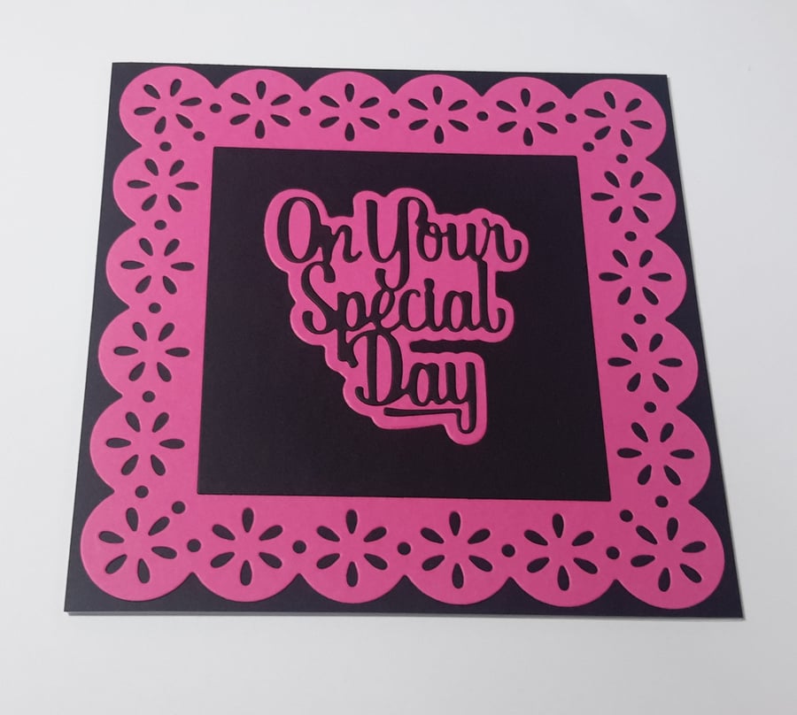 On Your Special Day Greeting Card - Black and Pink