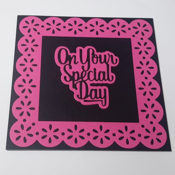 On Your Special Day Greeting Card - Black and Pink