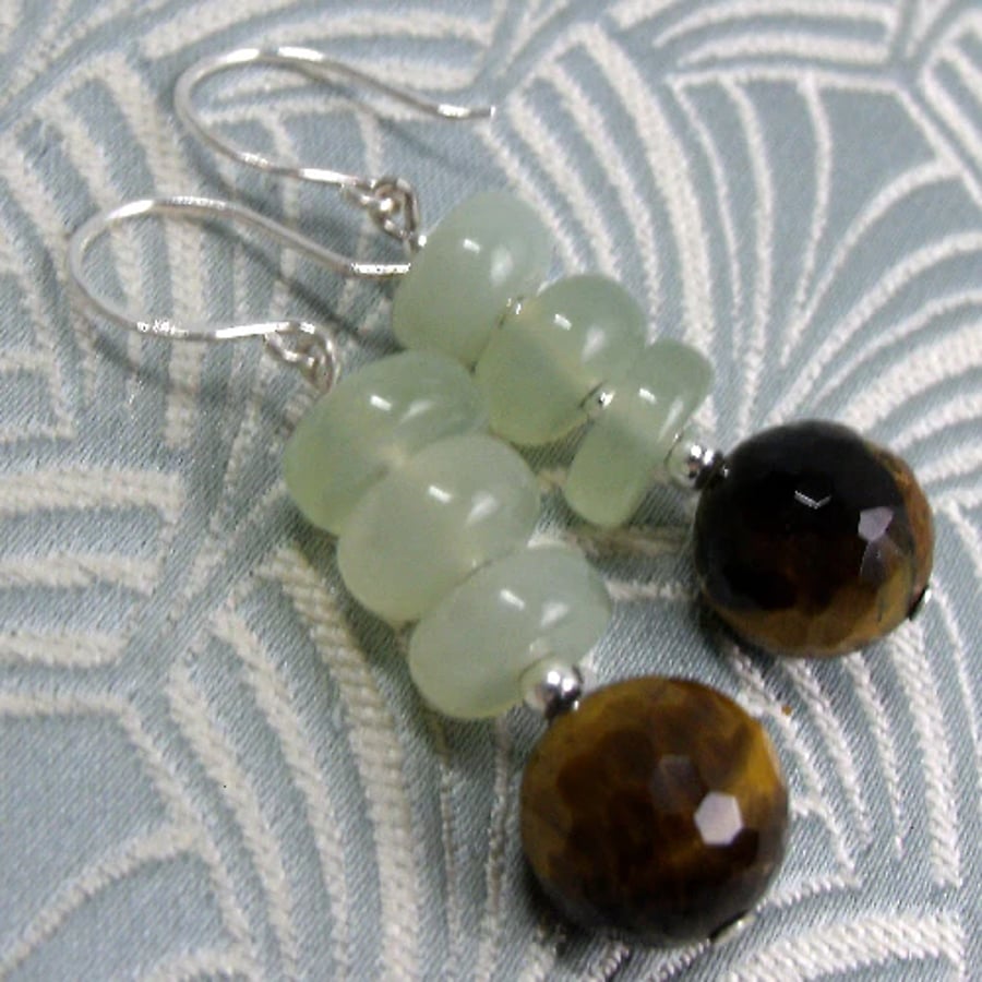 Green Jade Earrings UK, Handmade Dangle Earrings, Green Earrings CC43