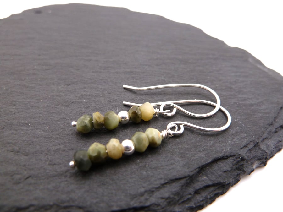 sterling silver earrings, chrysoberyl gemstone jewellery