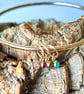 Gold Textured Bangle With Gemstone Charms - Image 3