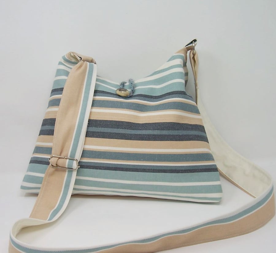 Soft fabric shoulder bag in seaside stripes 