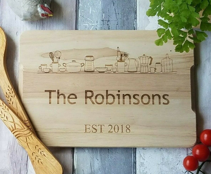Personalised Chopping board Kitchen Gift New home gift Gift for couple wedding