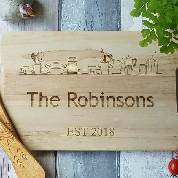 Personalised Chopping board Kitchen Gift New home gift Gift for couple wedding