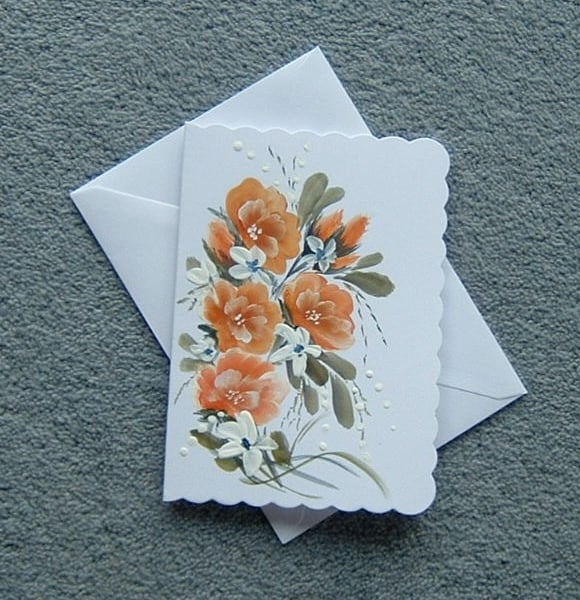 greetings card, hand painted original watercolour blank card ( ref F 221 )