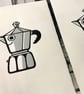 Moka Pot hand printed linocut print by Theodore Roberts - Image 4