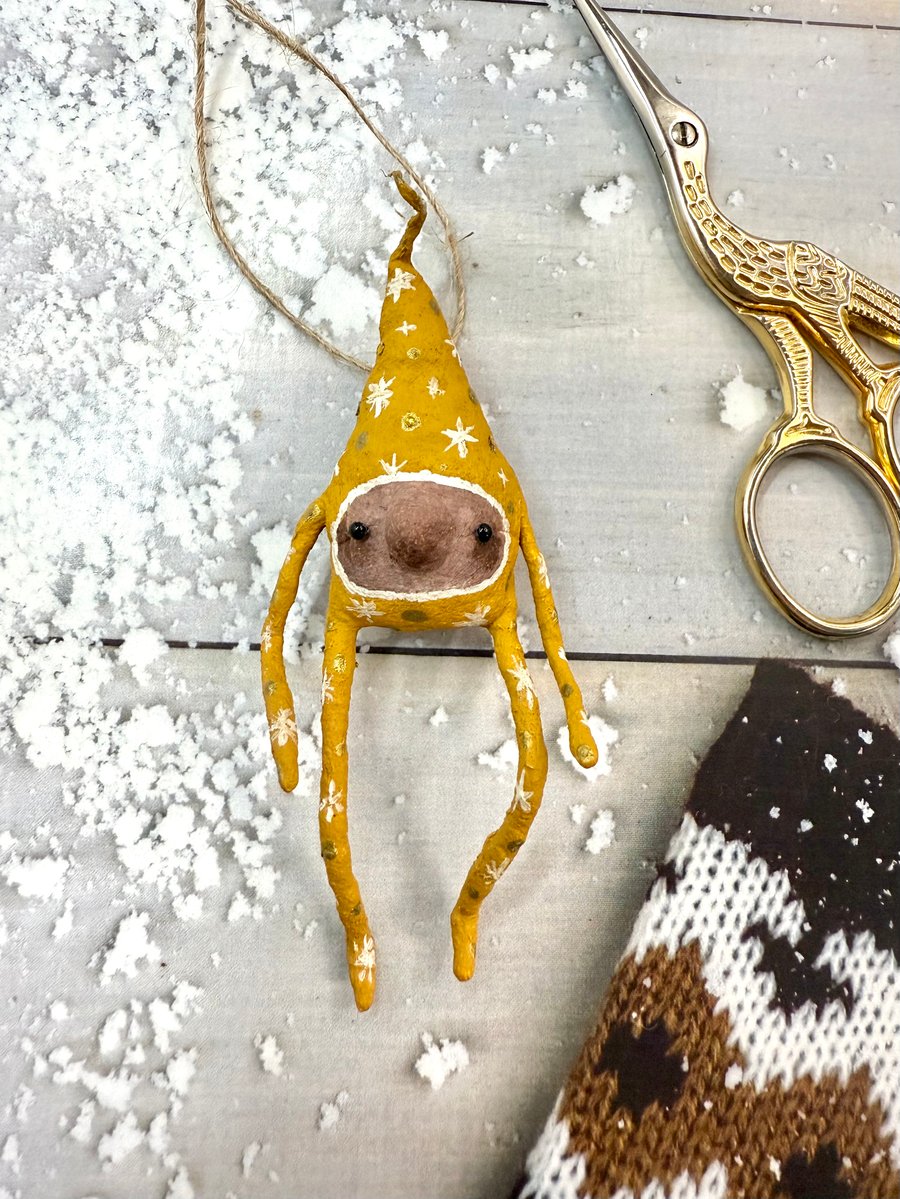 Spun Cotton Elf Hanger in Yellow