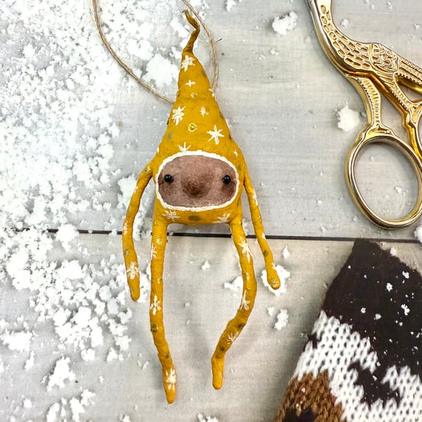 Spun Cotton Elf Hanger in Yellow