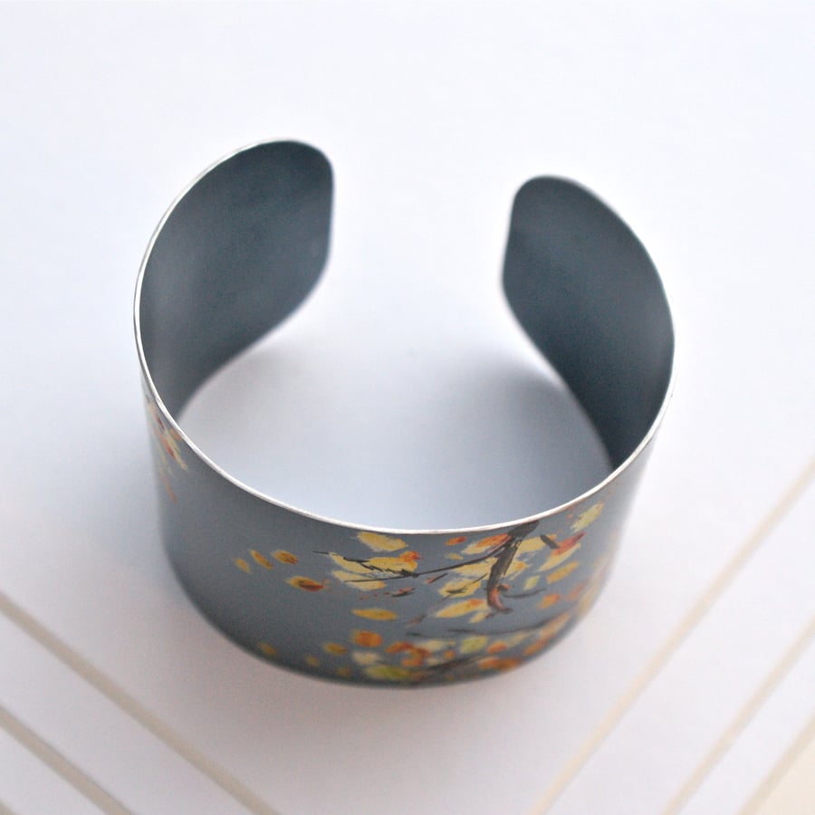 Grey and gold painted blossom cuff