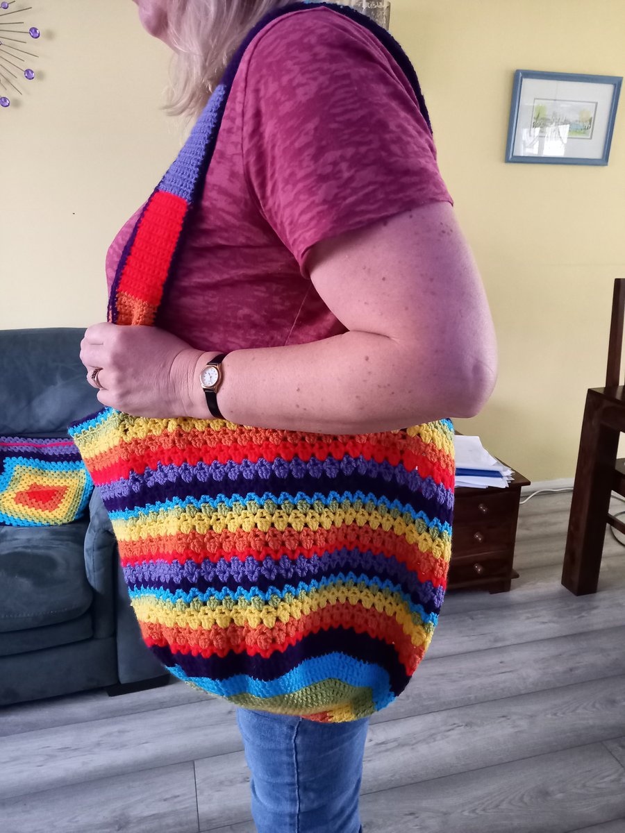 Rainbow Crochet Tote Style Bag