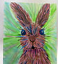 Original colourful hare or rabbit 8x10"  - Image 5