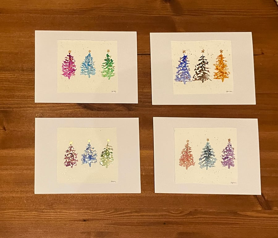 Hand painted Cards, Watercolour Not a Print, Winter Snowy scenes Christmas cards