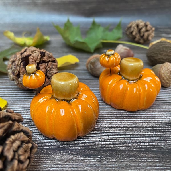 Handmade Ceramic Orange Pumpkins - Halloween Pumpkins - Mini Pumpkins