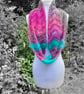 40.SUMMER SECONDS. Handknitted Infinity Striped Scarf In Pinks and Green.