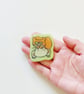 Green Flags Only Cat– Handmade Original Pet Illusration Fridge Magnet - Image 2