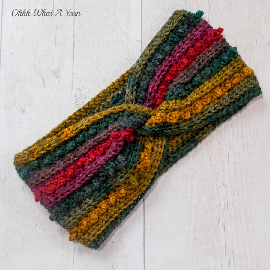 Ladies crochet autumn shades  twist ear warmer. Ear warmer. Autumn headband.