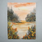 original miniature watercolour landscape painting ( ref FA 659 J3 )