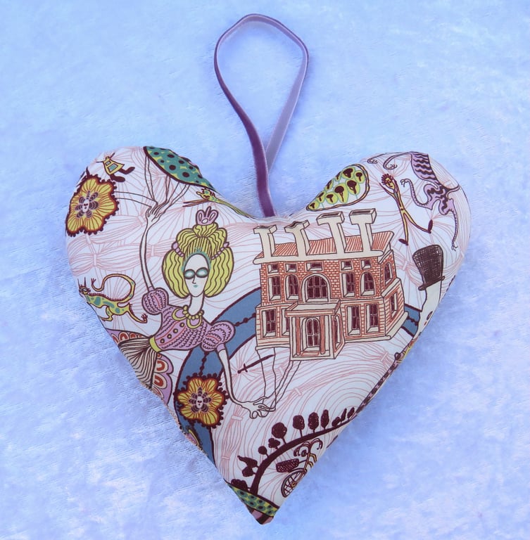 Heart decoration,  fabric heart, made from Liberty Tana Lawn