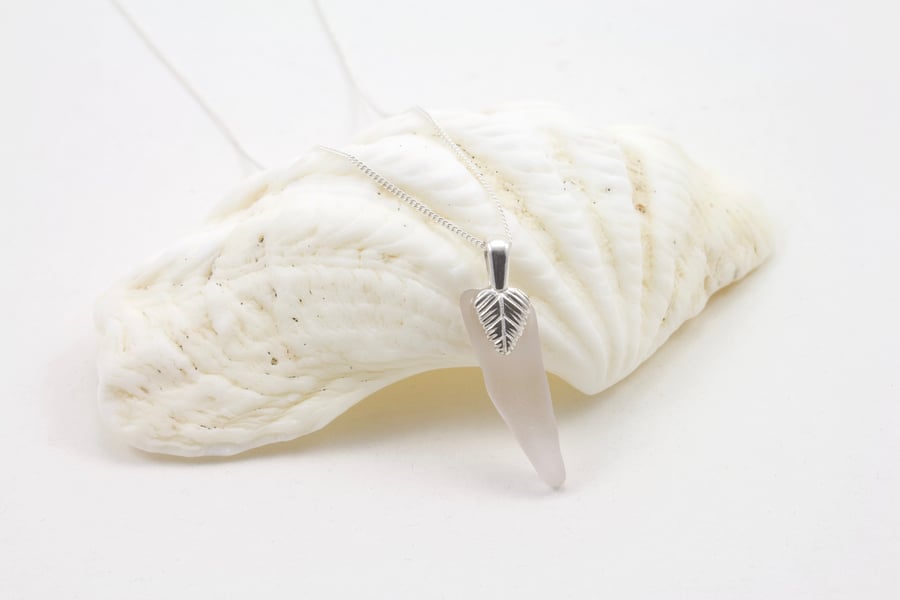 Sea Glass Silver Pendant - Lilac