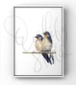 Watercolour Print Swallows Comet And Bo - Image 1