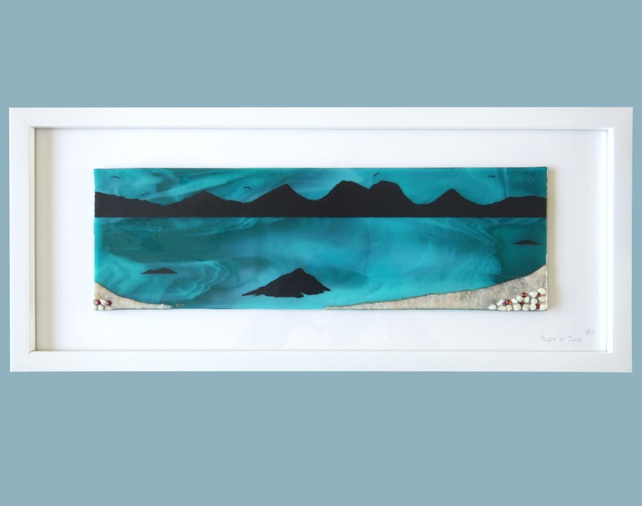 Handmade Fused Glass 'Paps of Jura' Picture