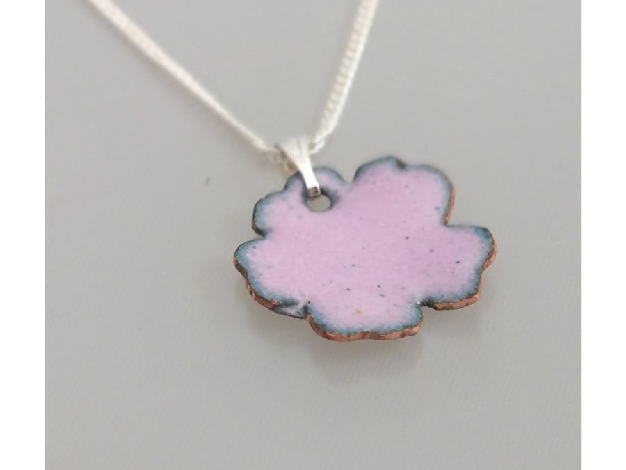 Pink enamel flower pendant