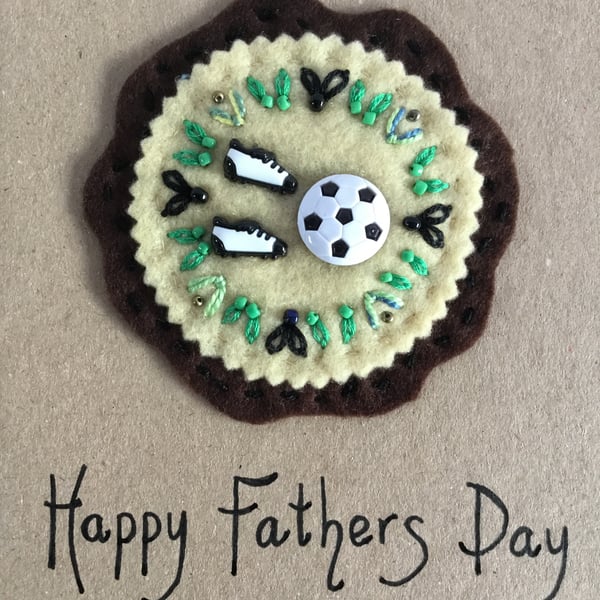 Embroidered Football Fathers Day Card