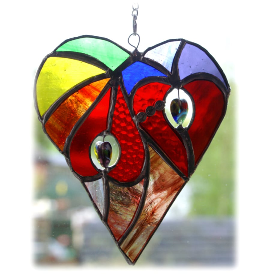 Heart of Hearts Suncatcher Rainbow Stained Glass 031