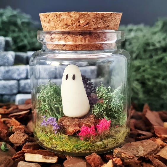 Adopt a Ghost in a Jar – Official Jarling Mosswhisp - Handmade Glow in Dark Pet 