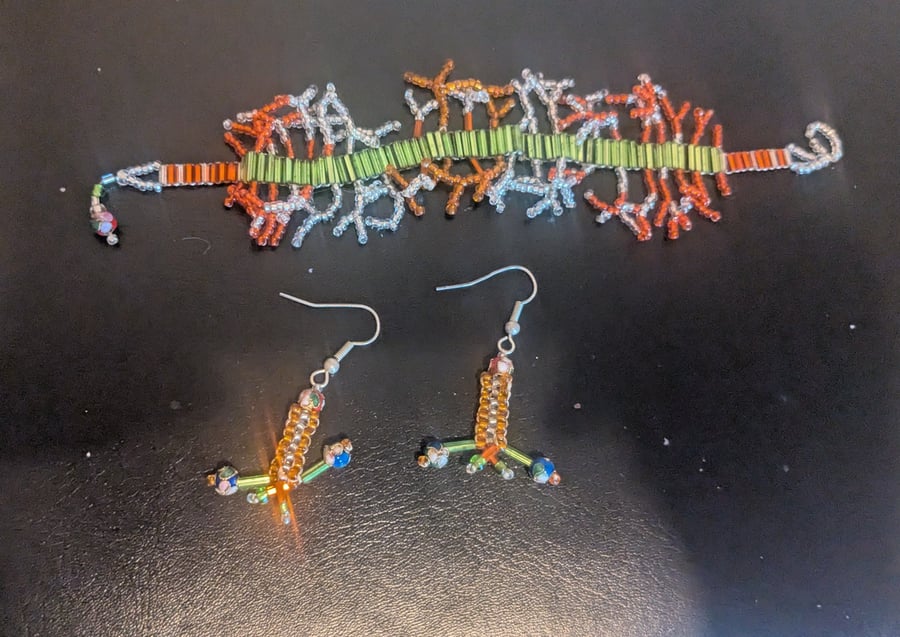 Autumnal flair Bracelet and Earrings set