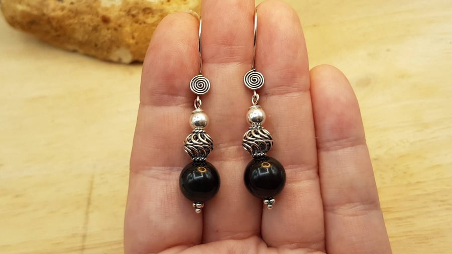 Rainbow Obsidian earrings.  Reiki jewelry uk. 