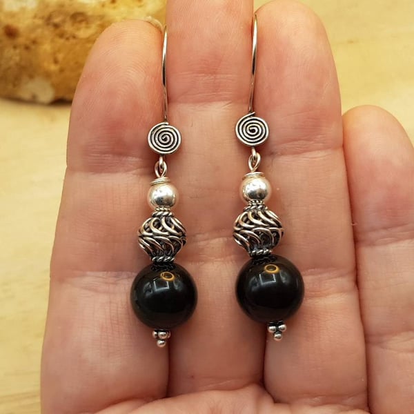Rainbow Obsidian earrings.  Reiki jewelry uk. 