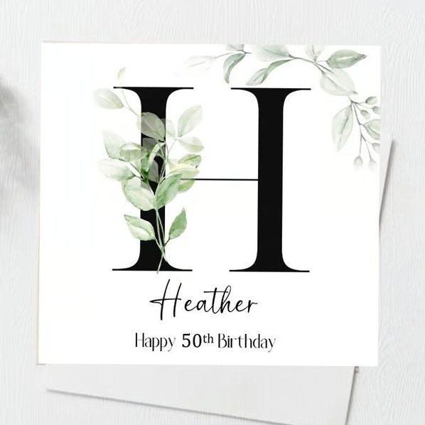 Personalised Eucalyptus Floral Letter Birthday Card For Her Happy Birthday