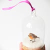 Robin Redbreast - Tiny wool bird hanging Christmas tree decoration