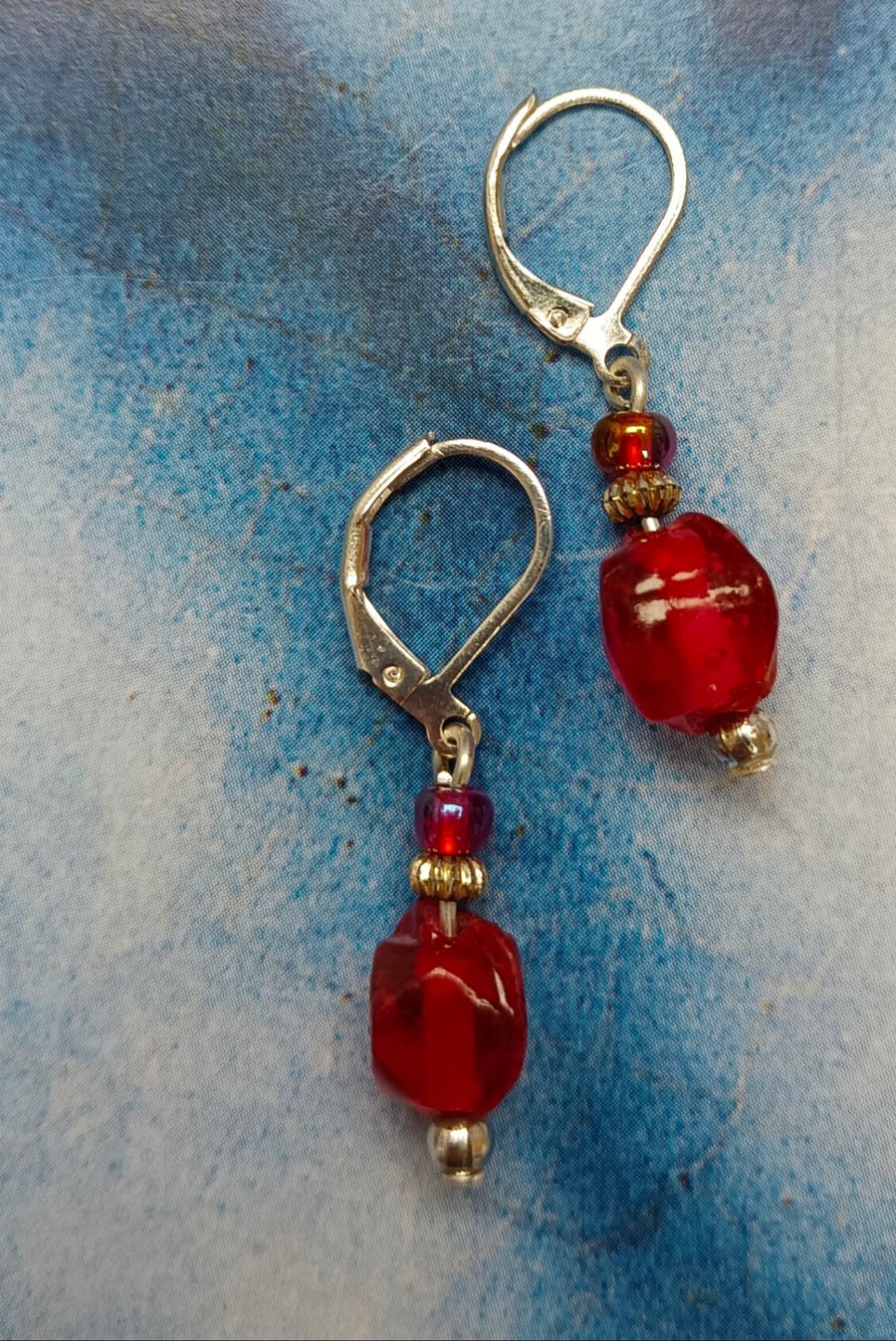Lovely Red Glass Drop Earrings