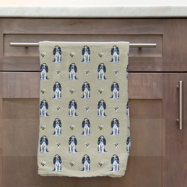 Cocker Spaniel & Bee Tea Towel