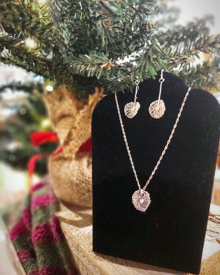 Crocheted .999 Silver Pendant 