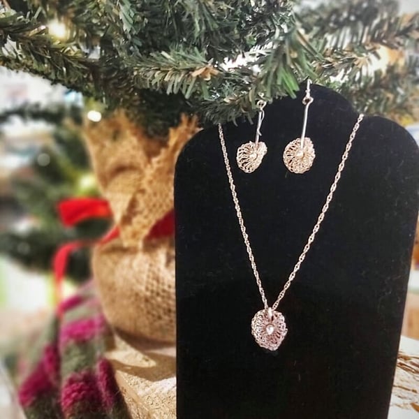 Crocheted .999 Silver Pendant 