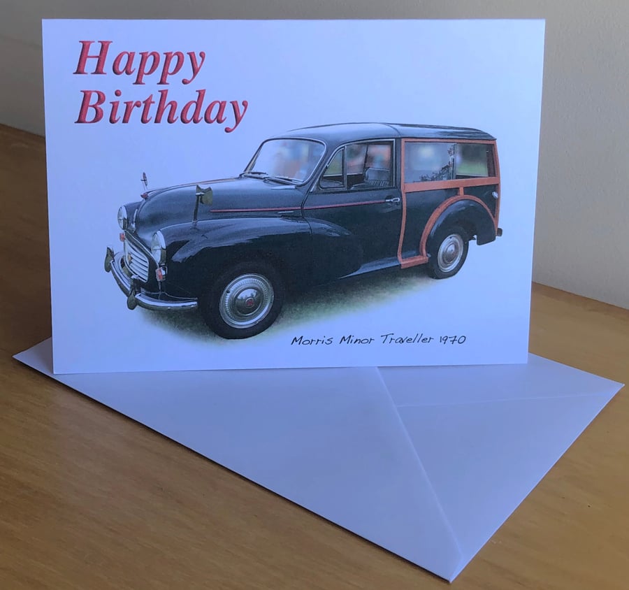 Morris Minor Traveller 1970 (Black) - Birthday, Anniversary, Retirement or Plain
