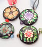 Seconds Sunday - Pendant with Black Glass Bead with Flower Pattern and a Crystal - Image 6