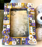 Handmade Floral Picture Frame-Purple,Gold & White Bird Decor