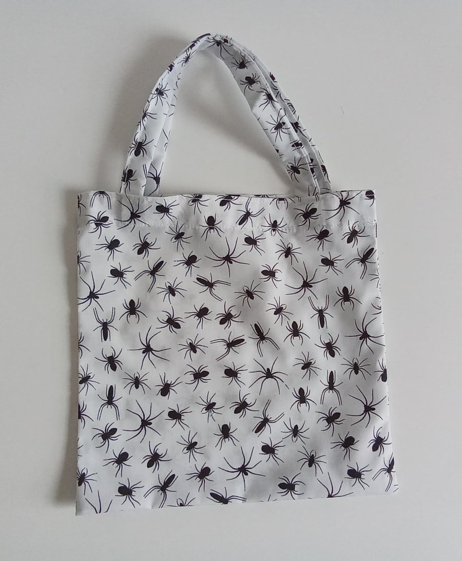 Halloween, bag, Trick or Treat bag, spiders, bag for sweets, mini tote bag