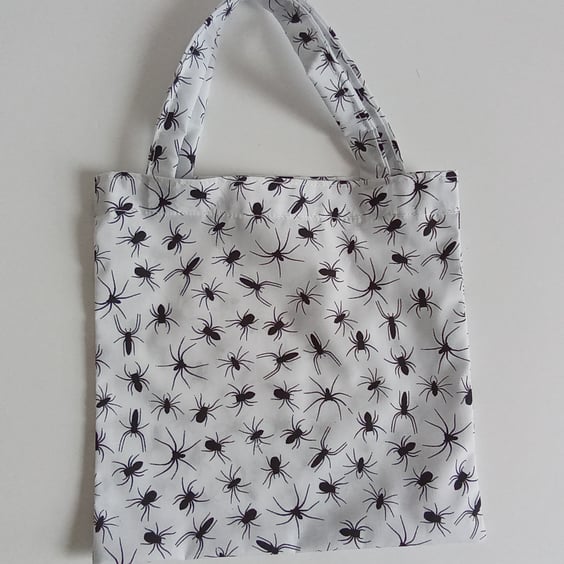 Halloween, bag, Trick or Treat bag, spiders, bag for sweets, mini tote bag