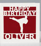 Personalised birthday card for a karate fan - Papercut design